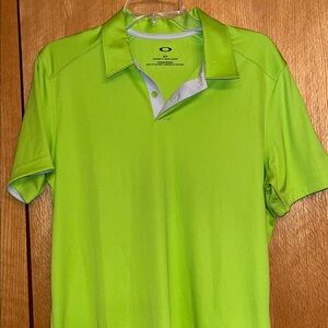 Oakley Tailored Fit men’s neon green SMALL poly performance polo shirt EUC